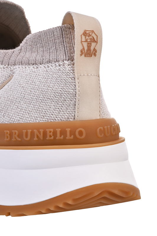 Текстильные кроссовки BRUNELLO  CUCINELLI Светло-бежевый Мужской MZUEHRO342