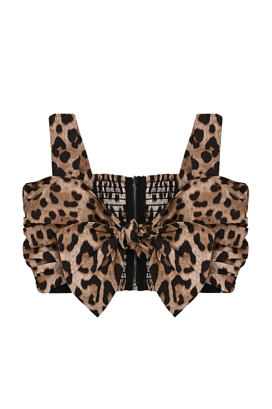 Хлопковый топ с бантом DOLCE & GABBANA Леопардовый Женский F74H5T HS5E3 Хлопковый топ с бантом DOLCE & GABBANA Леопардовый Женский F74H5T HS5E3