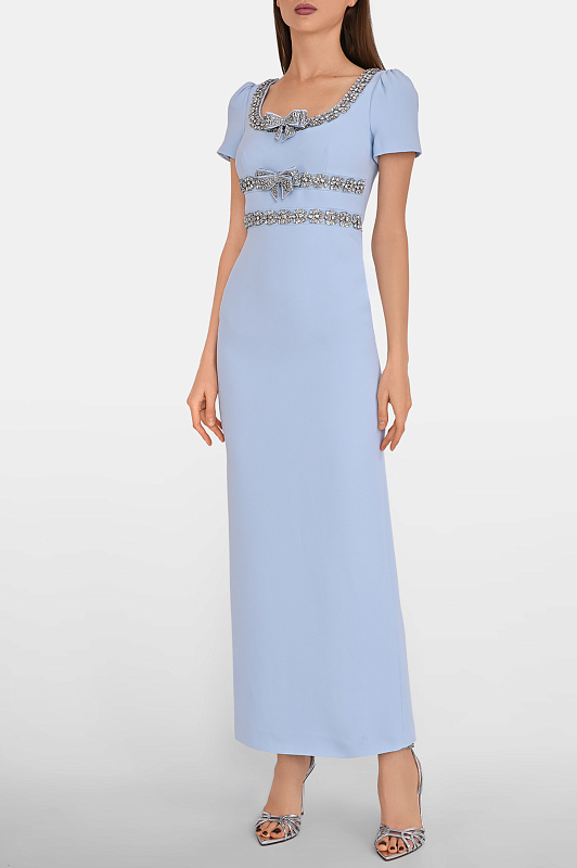 Декорированное платье макси SELF PORTRAIT  Голубой Женский SS26201XBL