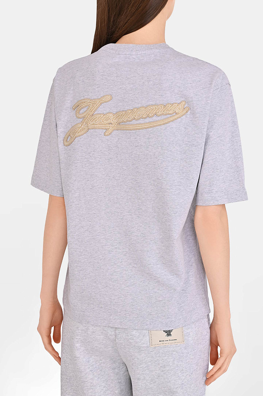 Хлопковая блуза с нашивкой JACQUEMUS Серый Женский TSW00593AJ00045