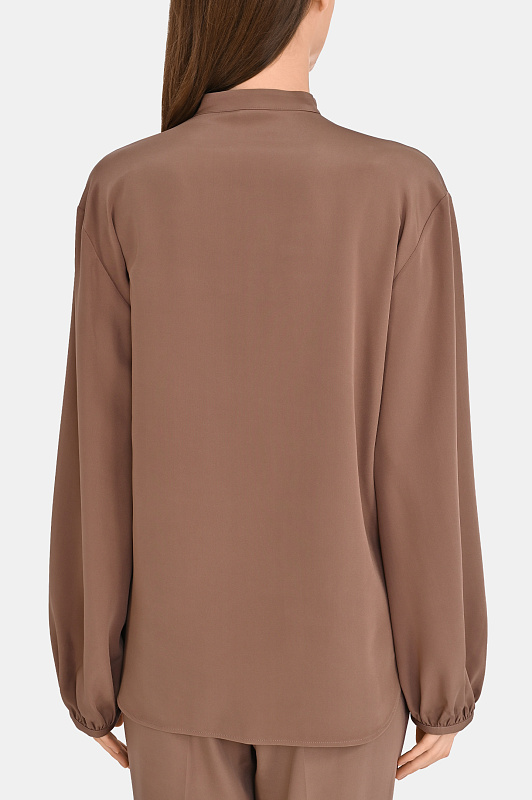 Шелковая блуза с манжетами KITON Какао Женский D61422K0977A38004 Шелковая блуза с манжетами KITON Какао Женский D61422K0977A38004