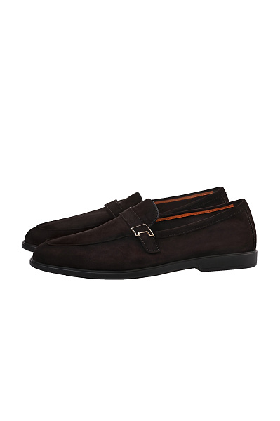 Замшевые лоферы с пряжкой SANTONI Замшевые лоферы с пряжкой SANTONI
