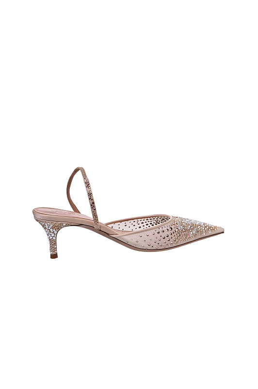 Текстильные босоножки со стразами GEDEBE Бежевый Женский ANITTA SLINGBACK 55