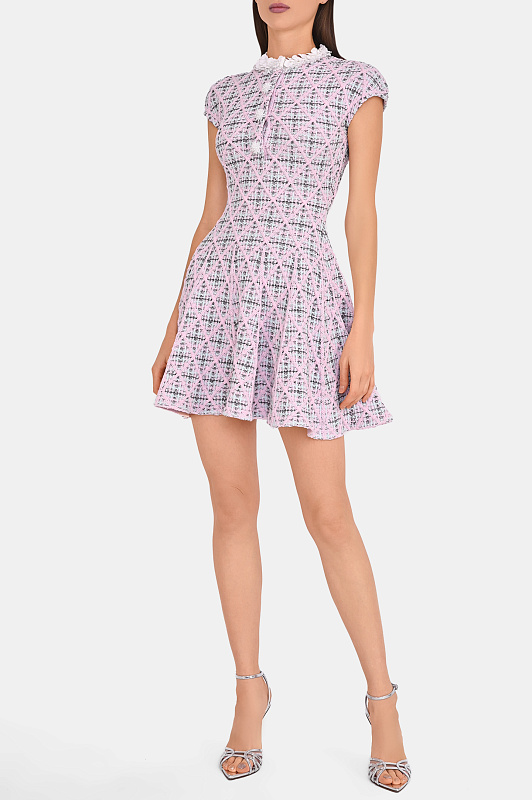 Твидовое платье с оборкой SELF PORTRAIT Розовый Женский AW26146SP Твидовое платье с оборкой SELF PORTRAIT Розовый Женский AW26146SP