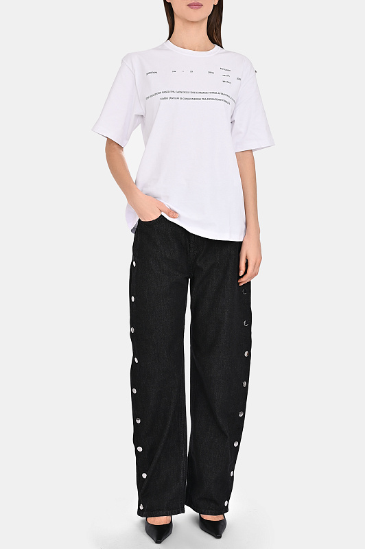 Хлопковая футболка с надписями SPORTMAX Белый Женский BIELLA1234 2522976013600
