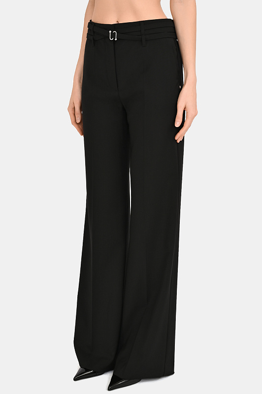 Шерстяные брюки с пряжкой SPORTMAX Черный Женский SPXCERA 2612131011600