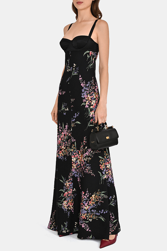 Шелковое платье макси DOLCE & GABBANA Черный Женский F60G8TFSA8N Шелковое платье макси DOLCE & GABBANA Черный Женский F60G8TFSA8N
