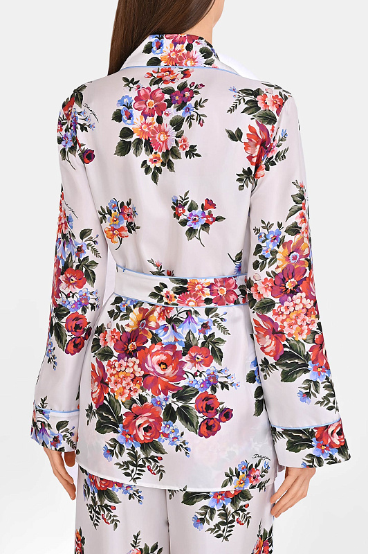 Шелковая блуза с поясом DOLCE & GABBANA  Белый Женский F5Q03TIS11I HA5ZO