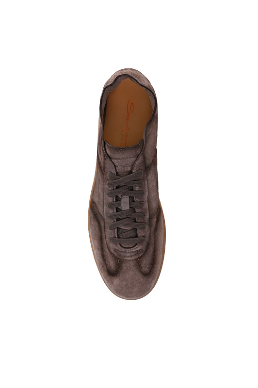 Замшевые кеды на шнуровке SANTONI Коричневый Мужской MBPG22072FARTSE2E81