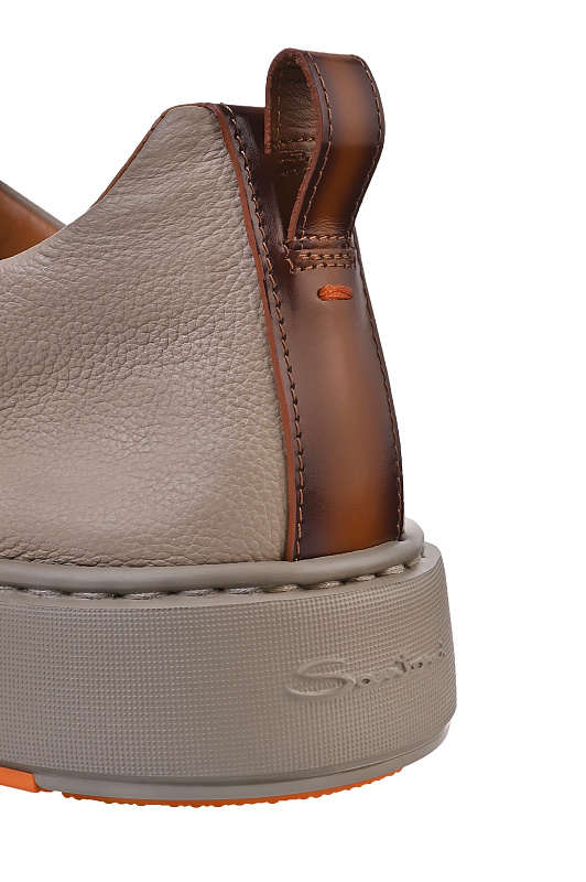 Кожаные кеды-слипоны SANTONI Бежевый Мужской MBCG21995TARTLLDE68