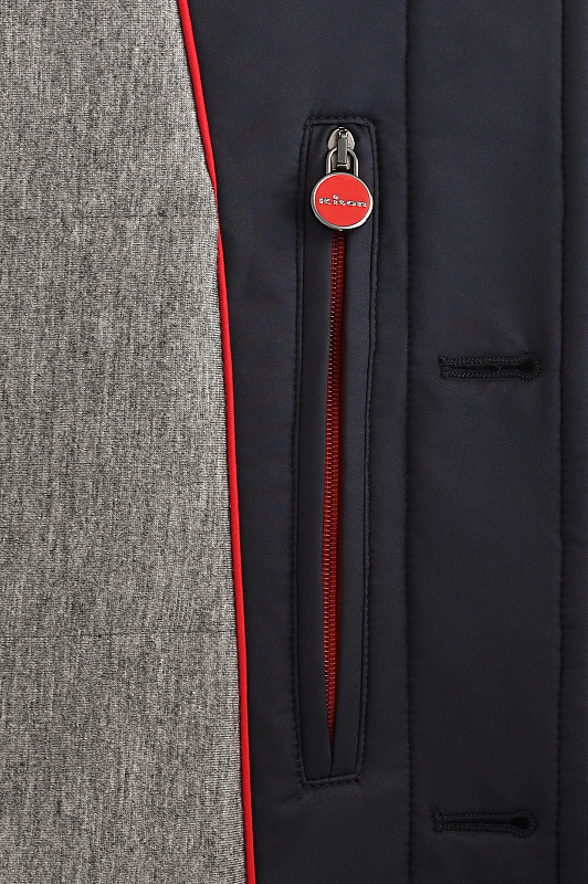 Прямой плащ с планкой KITON Темно-синий Мужской UW2439V0450L2