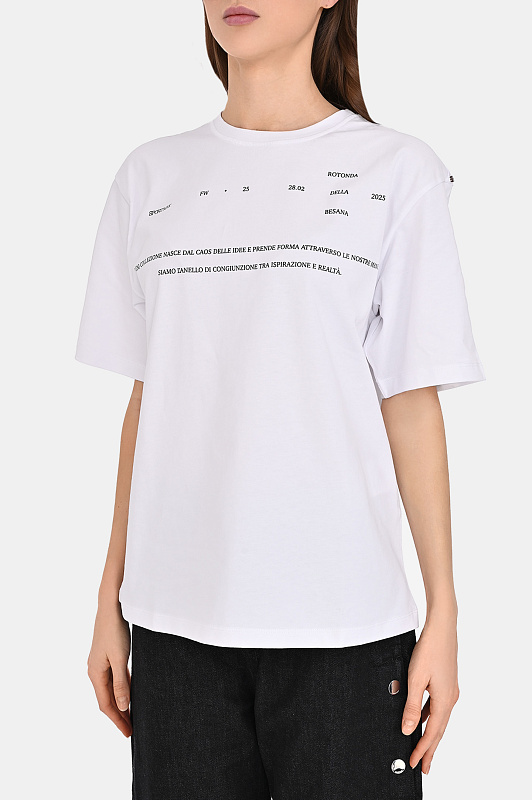 Хлопковая футболка с надписями SPORTMAX Белый Женский BIELLA1234 2522976013600