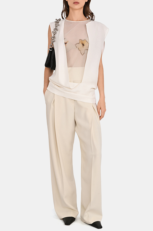Вискозная блуза SPORTMAX Белый Женский SPSCALLE 2612191043600