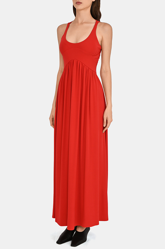 Вискозное платье макси SPORTMAX Красный Женский SPXPANINO 2612621052600 Вискозное платье макси SPORTMAX Красный Женский SPXPANINO 2612621052600