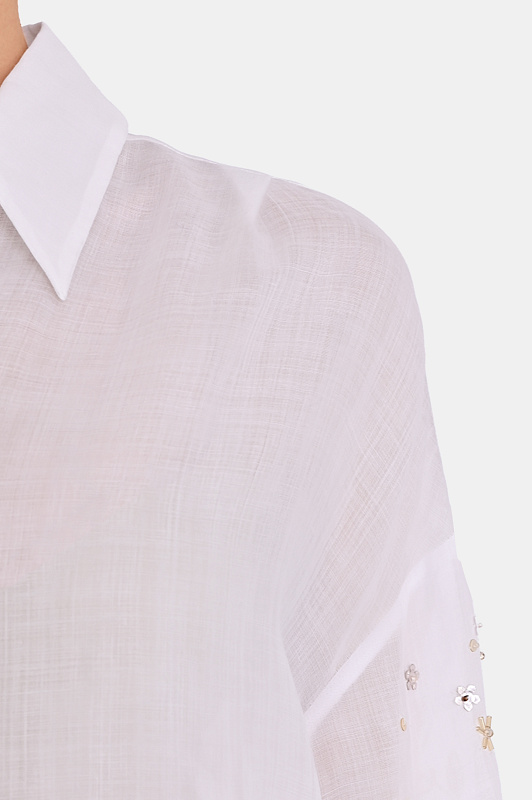 Полупрозрачная блуза с декором LORENA ANTONIAZZI Белый Женский E2644CA58A Полупрозрачная блуза с декором LORENA ANTONIAZZI Белый Женский E2644CA58A