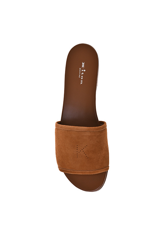 Замшевые пантолеты KITON Коричневый Женский D57809N010082 Замшевые пантолеты KITON Коричневый Женский D57809N010082