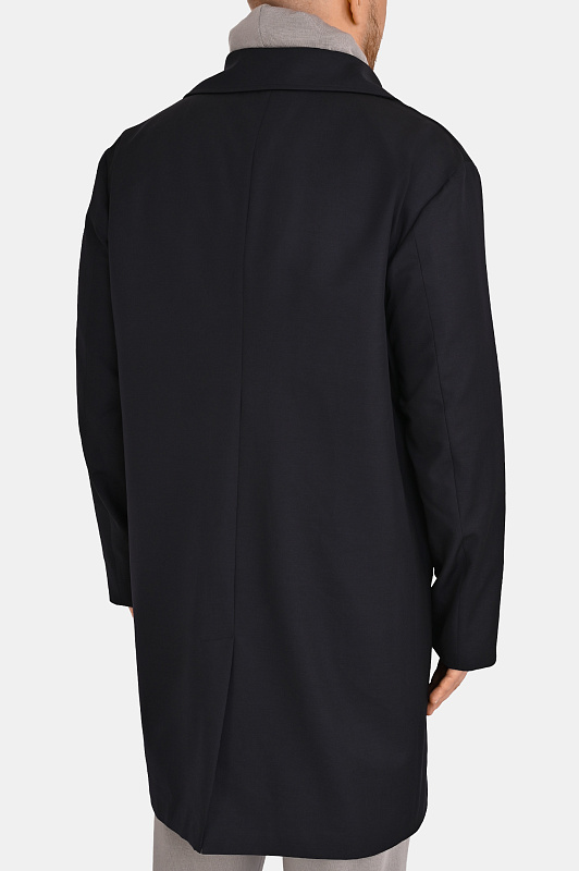Шерстяной плащ двубортный KITON Темно-синий Мужской UW2376V0830H0