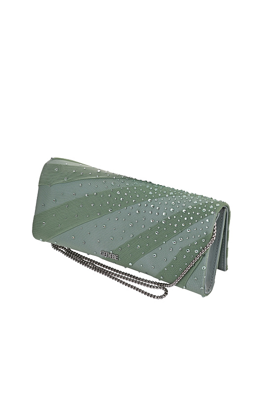 Вечерний клатч со стразами GEDEBE Зеленый Женский ENVELOPE DRAPE