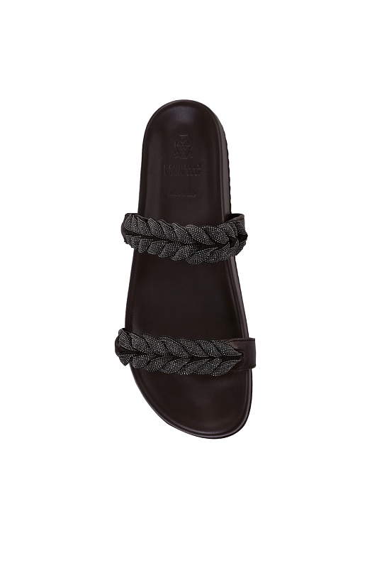 Кожаные пантолеты BRUNELLO  CUCINELLI Темно-коричневый Женский MZGAG3159