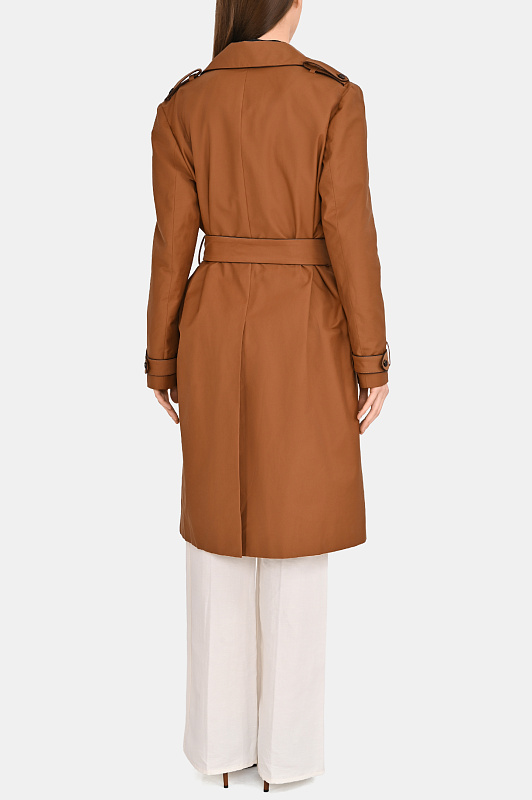 Хлопковый плащ с поясом KITON Коричневый Женский D61613K0993G0100I 