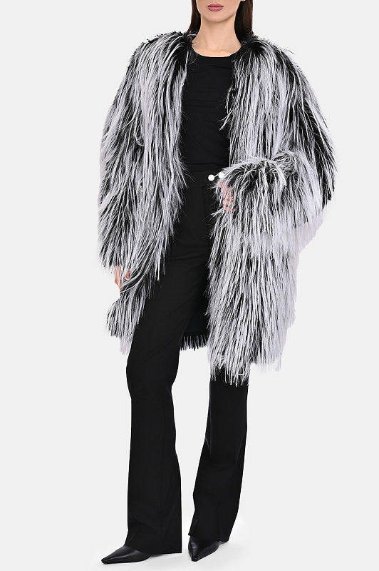 Фактурное пальто с ворсом SPORTMAX Черно-белый Женский ADESSO1234 2522456033600 Фактурное пальто с ворсом SPORTMAX Черно-белый Женский ADESSO1234 2522456033600