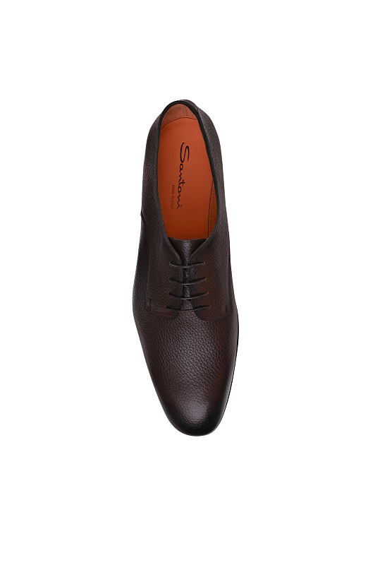 Кожаные дерби фактурные SANTONI Темно-коричневый Мужской MCAG19026JJ6BPIPT50