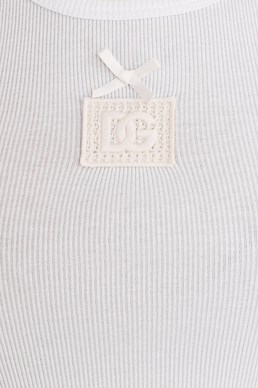 Хлопковый топ с логотипом DOLCE & GABBANA  Белый Женский F8V40Z GDDCP