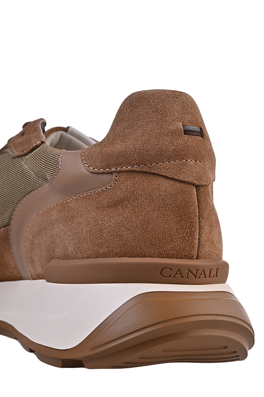 Замшевые кроссовки с сеткой CANALI Коричневый Мужской RC01363 491232 Замшевые кроссовки с сеткой CANALI Коричневый Мужской RC01363 491232