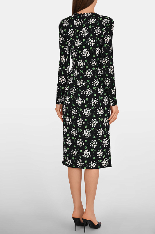 Шелковое платье миди DOLCE & GABBANA  Черный Женский F664HTFSA85