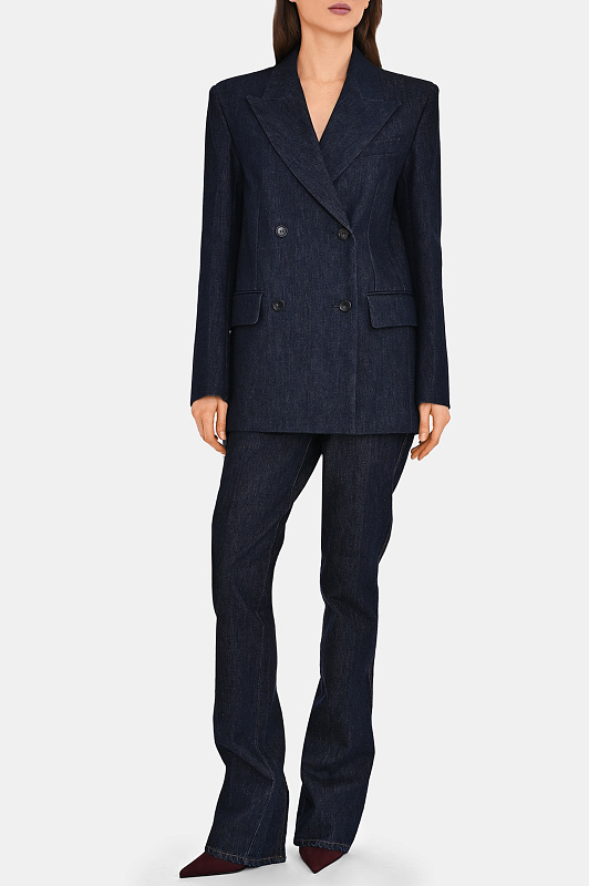 Джинсовый жакет двубортный SPORTMAX Темно-синий Женский ANCELLA1234 2522046053600