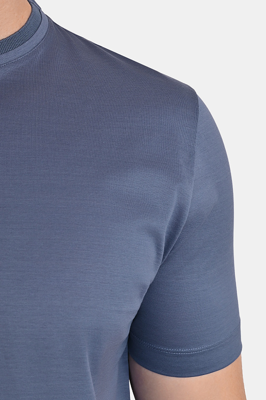 Хлопковая футболка базовая CANALI Синий Мужской T0922MJ00002